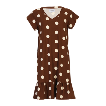Liberté - Alma U-TShirt Frill Dress - Brown Creme Dot